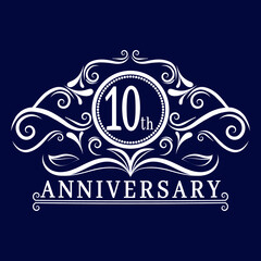 10 years Anniversary logo, luxurious 10th Anniversary design celebration.