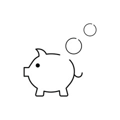 Piggy bank line icon, savings on the black background.