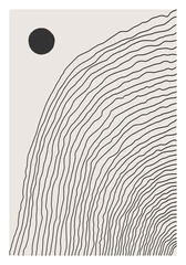 Deurstickers Minimalistische kunst Trendy abstracte creatieve minimalistische artistieke handgetekende lijntekeningen compositie
