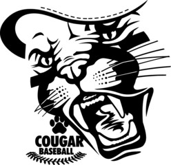 cougar baseball team design with cougar face for school, college or league