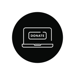 Online from laptop donating line icon