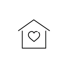 Home with heart line icon.