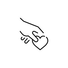 Hand hold a heart simple line icon.