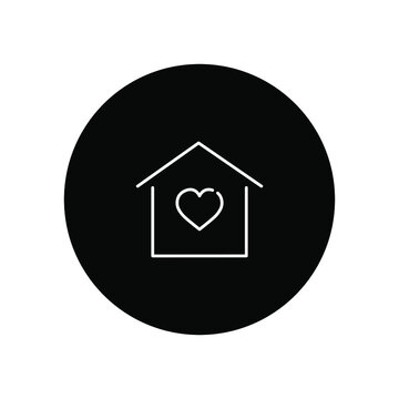 Home with heart line icon.