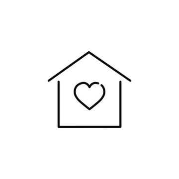 Home with heart line icon.