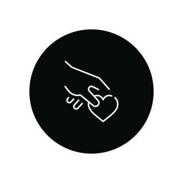 Hand hold a heart simple line icon.