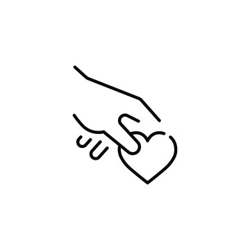 Hand hold a heart simple line icon.