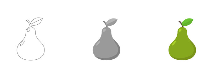 Fresh pear icon vector illustration. Green pear icon. Pear icon clipart