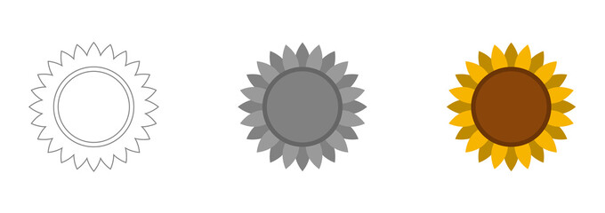Sunflower vector isolated on white background. Yellow sun flower. Sunflower with orange petal illustration