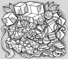 Cartoon cute doodles kids toys illustration