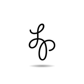 Initial LP letter Logo Design with shadow