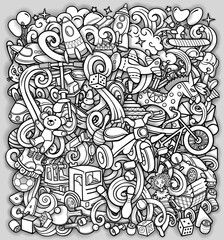 Cartoon cute doodles kids toys illustration