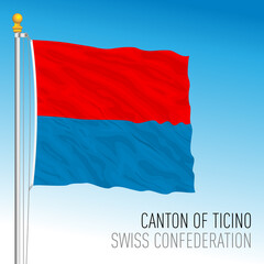 Canton of Ticino, official flag, Switzerland, european country, vector illustration