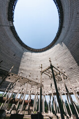 Cooling stack of Reactors building in Pripyat, Chernobyl exclusion Zone. Chernobyl Nuclear Power...