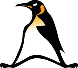 Frowning king penguin. Vector stylized isolated image.