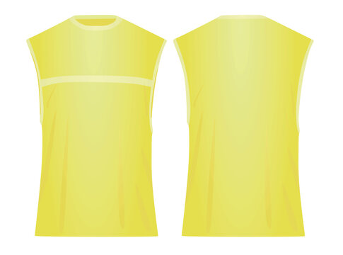 Men yellow sleeveless t shirt. vector illustration