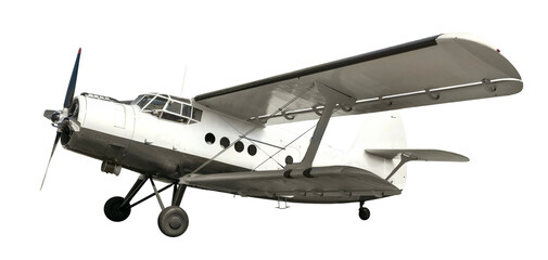 White airplane biplane with piston engine