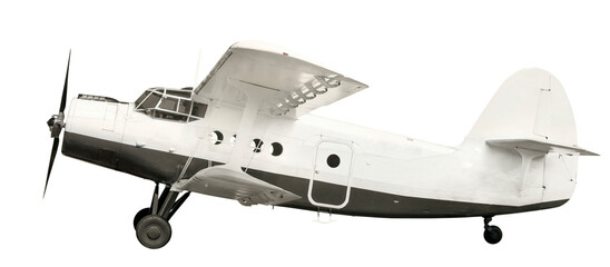 White airplane biplane with piston engine
