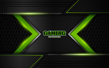 Abstract futuristic black and green gaming background with modern esport shapes. Vector design template technology concept can use element game banner, sport poster, cyber wallpaper, web, advertising © Majri