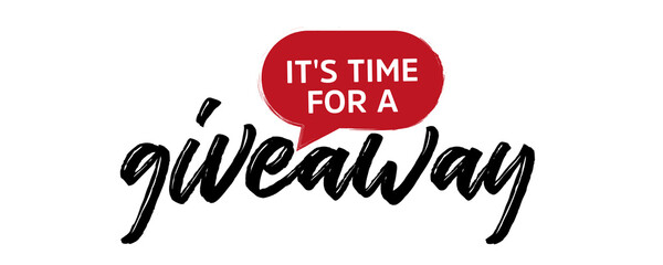 It's time for a giveaway Giveaway Banner Card with Lettering. Red design.