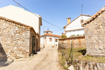 Fototapeta na wymiar a street in Cuevas de San Clemente village, province of Burgos, Castile and Leon, Spain