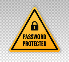 Password protected icon. Area secure lock sign isolated on background with message password protected. Vector