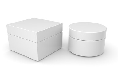 3d  cream container on white background