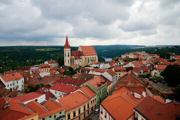 panorama of city Znojmo, St. Nicholas Church