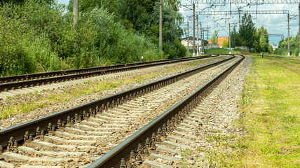 Obraz premium railway tracks on a bright Sunny day
