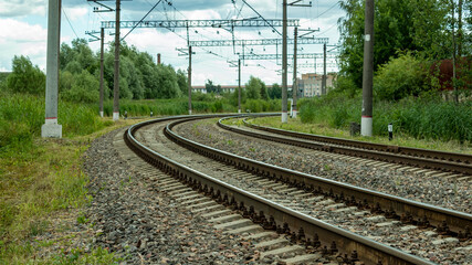 railway tracks on a bright Sunny day