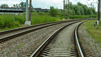 Obraz premium railway tracks on a bright Sunny day