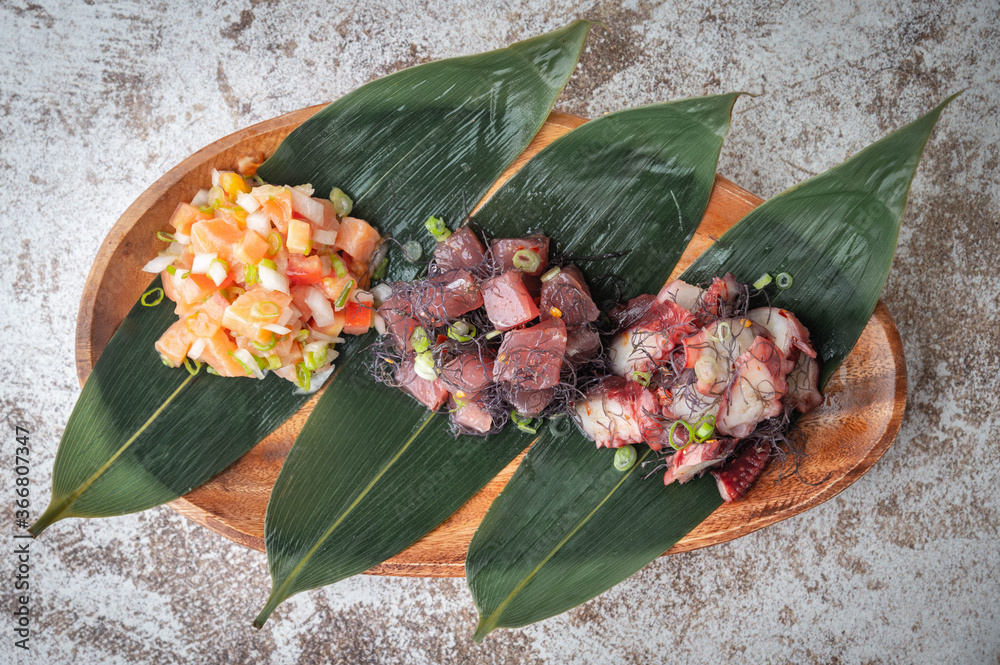 Poster authentic hawaiian poke and lomi-lomi salmon