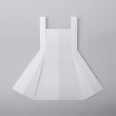 White origami paper style template dress on gray