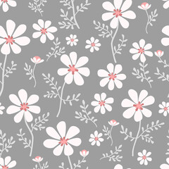 Motif floral sans soudure de vecteur de camomille. Conception simple mignonne pour le papier peint, le tissu, le textile, le papier d& 39 emballage