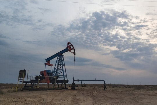 rocking machine on an oil well. Oil production.