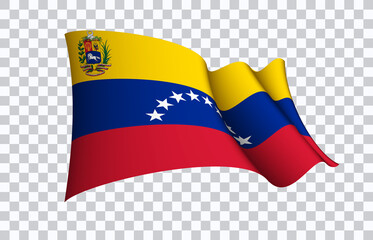 Naklejka premium Venezuela flag state symbol isolated on background national banner. Greeting card National Independence Day of the Bolivarian Republic of Venezuela. Illustration banner with realistic state flag.