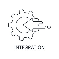Integration process. Vector linear icon isolated on white background.