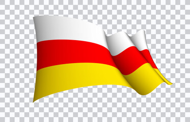 South Ossetia flag state symbol isolated on background national banner. Greeting card National Day of the Republic of South Ossetia the State of Alania. Illustration banner with realistic state flag