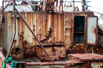 old rusty ship in the port of Mar del Plata
