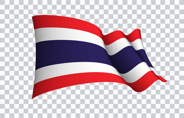 Thailand flag state symbol isolated on background national banner. Greeting card National Independence Day of the Kingdom of Thailand. Illustration banner with realistic state flag.