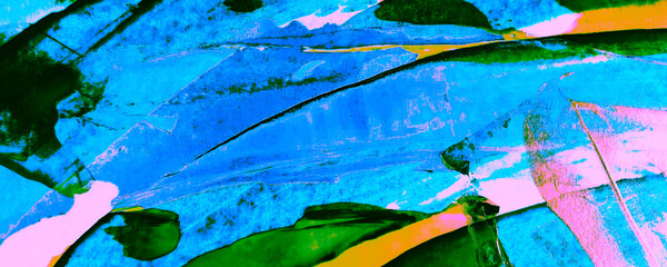 Blue Acrylic Image. Colourful Distressed