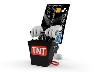 Credit card character with bomb detonator © Talaj