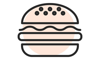 Burger icon. Fastfood outline web icon. Vector illustration.