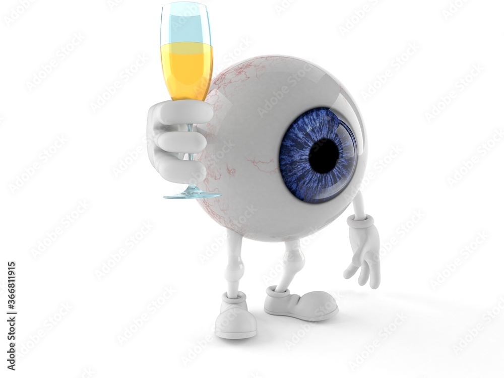 Sticker eye ball character toasting