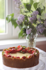 Homemade cheesecake with strawberries