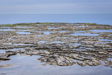 Mediterranean Sea coast in Byblos, Lebanon, one of the oldest continuously inhabited cities in the...