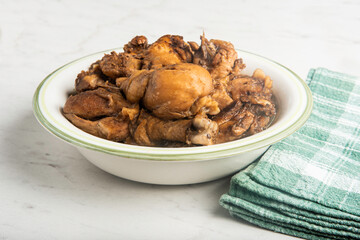 Filipino-Style Chicken Adobo Dish In Serving Bowl