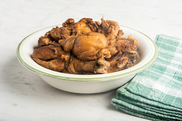 Filipino-Style Chicken Adobo Dish In Serving Bowl
