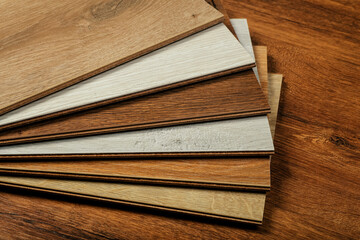 Laminate background. Samples of laminate or parquet with a pattern and wood texture for flooring...