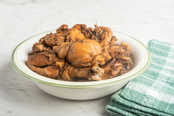 Filipino-Style Chicken Adobo Dish In Serving Bowl
